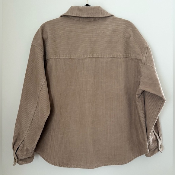 Lucky Brand Tan Corduroy 100% Cotton Oversized Slouchy Button Down Shacket - Picture 6 of 10